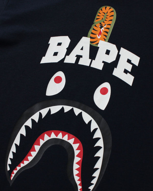 T Shirts Bape Shark Print Bleu Marine Bleu Enfant | AQG-31295542