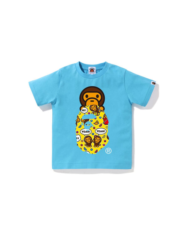 T Shirts Bape Milo Speech Balloon Milo On Ape Head Bleu Enfant | CCX-80434274