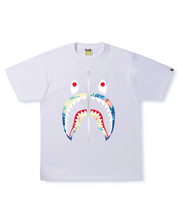 T Shirts Bape Tie Dye Shark Blanche Homme | JJC-11862348