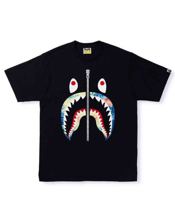 T Shirts Bape Tie Dye Shark Noir Homme | JIO-29089154