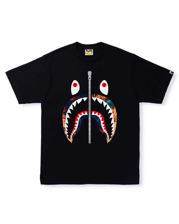 T Shirts Bape Tie Dye Shark Noir Homme | LMB-93631518