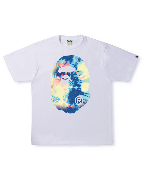 T Shirts Bape Tie Dye Big Ape Head Blanche Homme | KJR-22440113