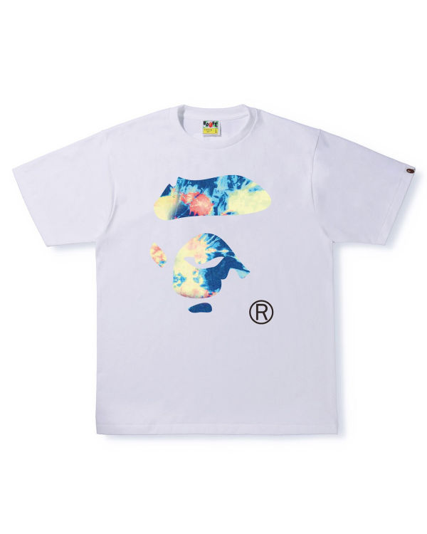 T Shirts Bape Tie Dye Ape Face Blanche Homme | NYY-45543528