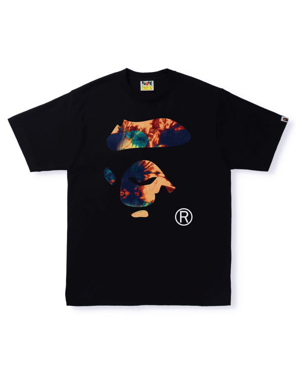 T Shirts Bape Tie Dye Ape Face Noir Homme | OAD-21981142