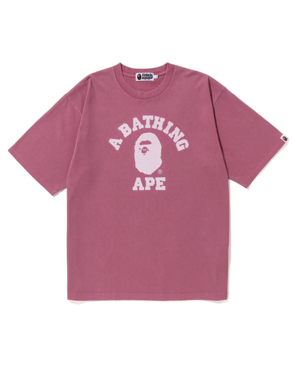 T Shirts Bape Pigment Dyed College Relaxed Fit Violette Homme | JBO-56818957