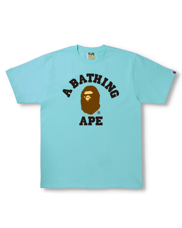 T Shirts Bape College Bleu Homme | PHZ-31212163