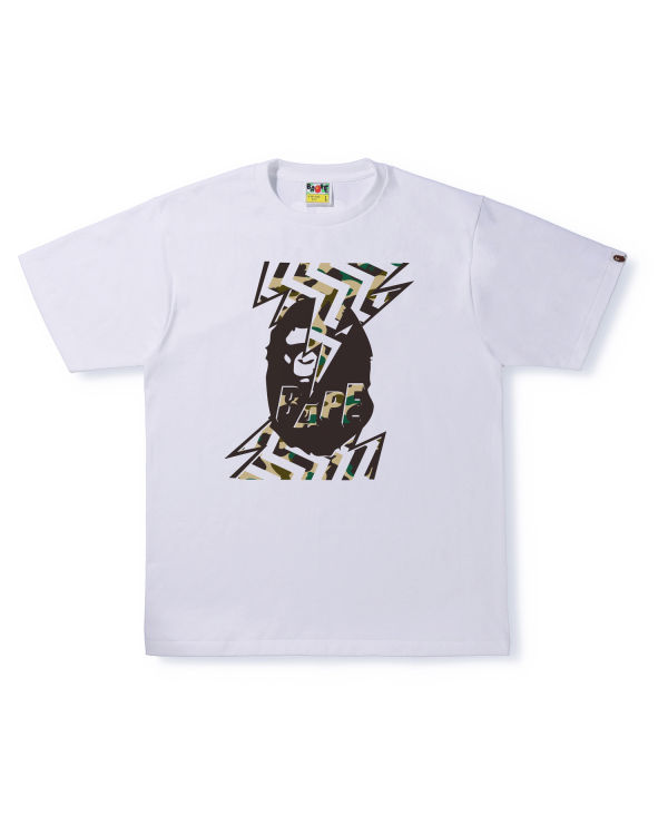 T Shirts Bape 1st Camo Lightning Ape Head Blanche Homme | SCH-98057151