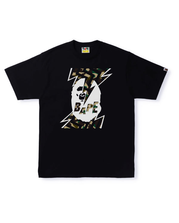 T Shirts Bape 1st Camo Lightning Ape Head Noir Homme | JXV-69667601