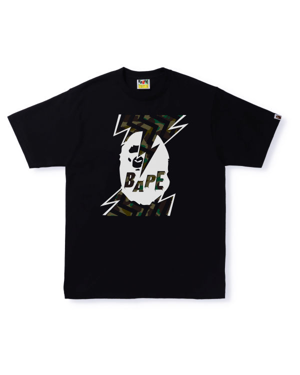 T Shirts Bape 1st Camo Lightning Ape Head Noir Homme | SIH-02532972