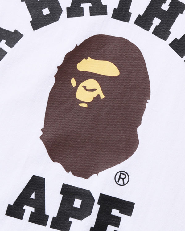 T Shirts Bape College L/S Blanche Homme | MYB-20376977