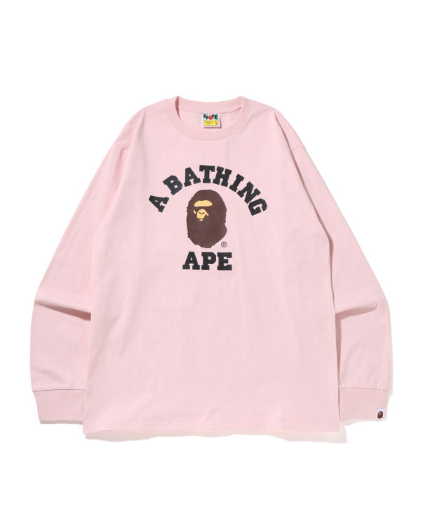 T Shirts Bape College L/S Rose Homme | LJM-42429544