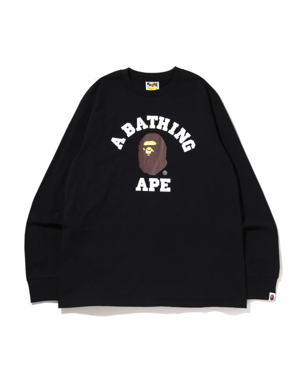 T Shirts Bape College L/S Noir Homme | YDF-79827114