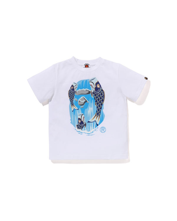 T Shirts Bape Koinobori Waterfall Ape Head Blanche Enfant | QBS-73889436