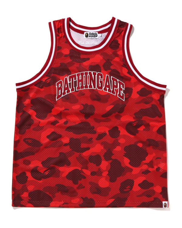 T Shirts Bape Color Camo Basketball Rouge Homme | LMN-47794928