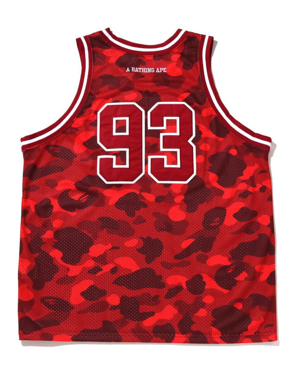 T Shirts Bape Color Camo Basketball Rouge Homme | LMN-47794928