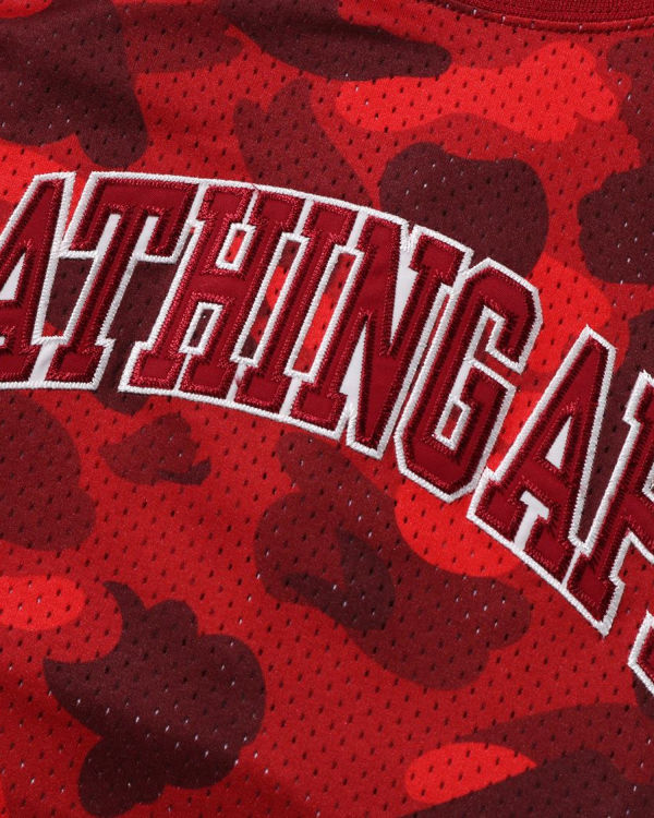 T Shirts Bape Color Camo Basketball Rouge Homme | LMN-47794928