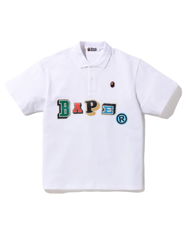 T Shirts Bape Multi Fonts Relaxed Fit Polo Blanche Homme | ABO-05999735