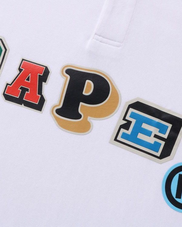 T Shirts Bape Multi Fonts Relaxed Fit Polo Blanche Homme | ABO-05999735