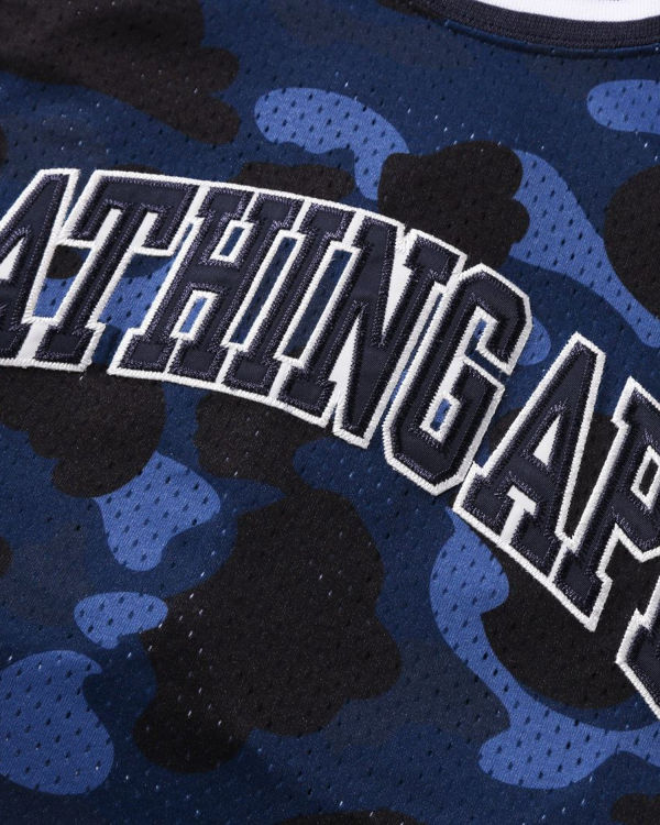 T Shirts Bape Color Camo Basketball Bleu Homme | MDM-57915315