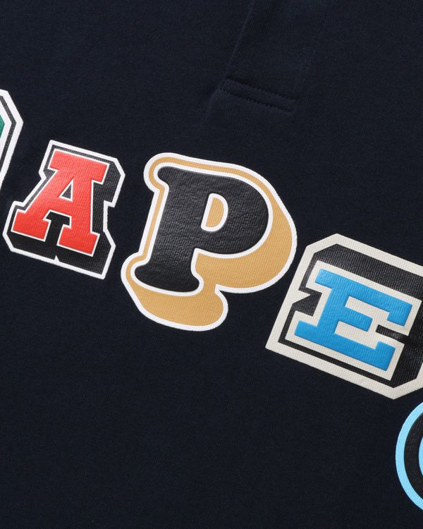 T Shirts Bape Multi Fonts Relaxed Fit Polo Bleu Marine Bleu Homme | QLF-21439624