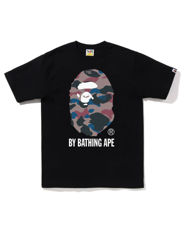 T Shirts Bape Grid Camo By Bathing Ape Noir Homme | DMI-81385561