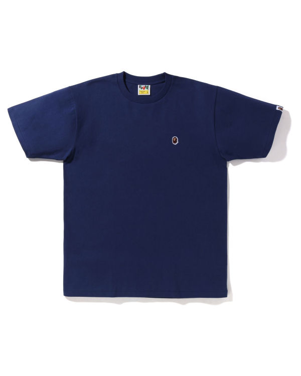 T Shirts Bape Ape Head One Point Bleu Marine Bleu Homme | QKF-52939866