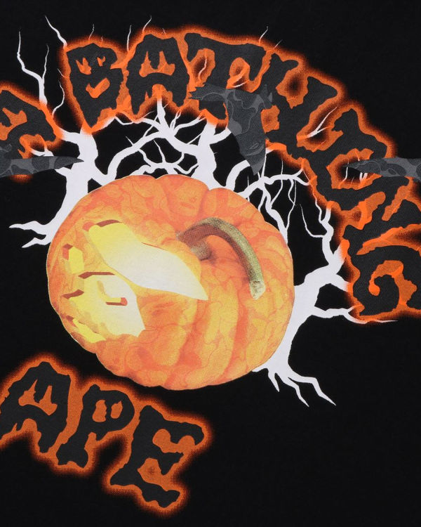 T Shirts Bape Halloween Jack O' Lantern College Noir Homme | GNS-46329659