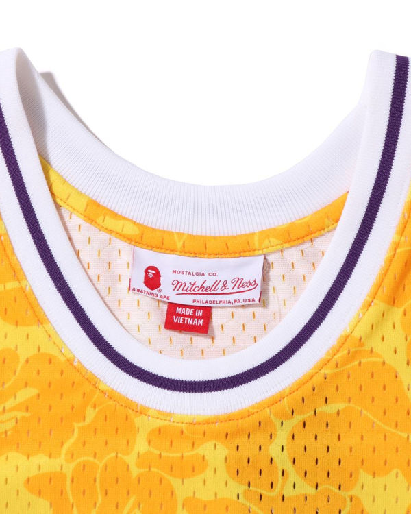 T Shirts Bape X M&N Los Angeles Lakers Jersey Jaune Homme | ONJ-65819216