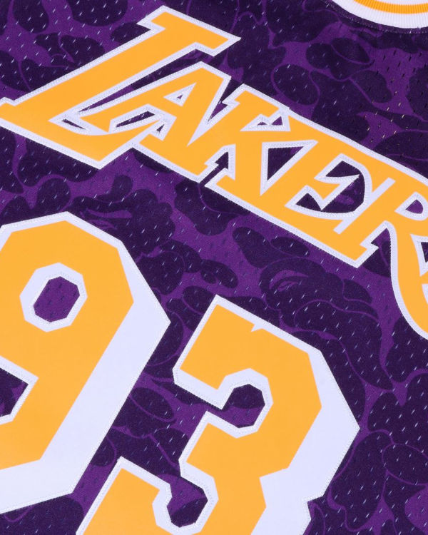 T Shirts Bape X M&N Los Angeles Lakers Jersey Violette Homme | BYS-97403962