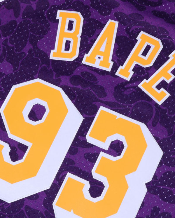 T Shirts Bape X M&N Los Angeles Lakers Jersey Violette Homme | BYS-97403962