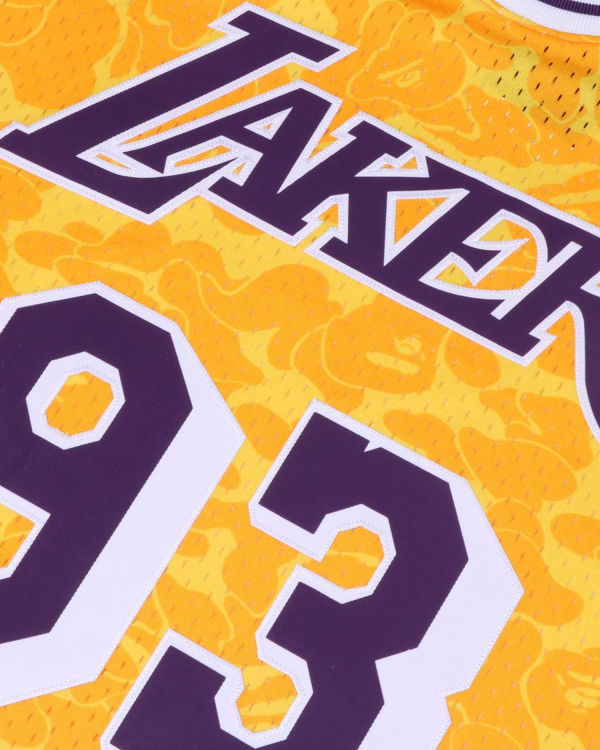 T Shirts Bape X M&N Los Angeles Lakers Jersey Jaune Homme | ONJ-65819216