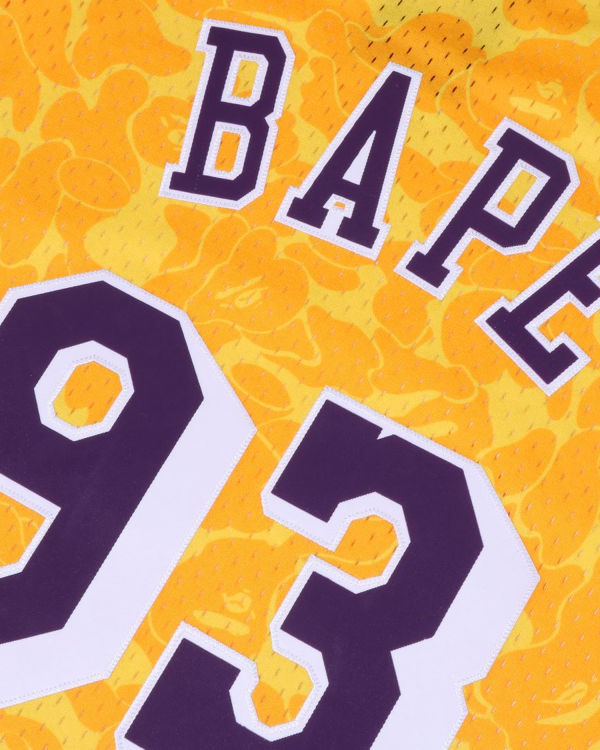 T Shirts Bape X M&N Los Angeles Lakers Jersey Jaune Homme | ONJ-65819216