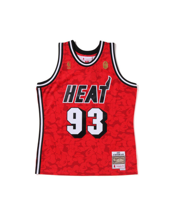 T Shirts Bape X M&N Miami Heat Jersey Rouge Clair Homme | YTV-17216668