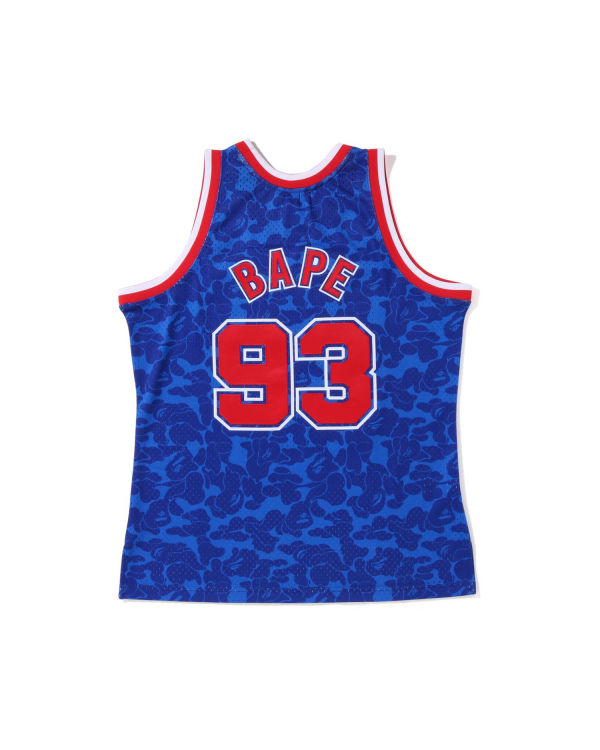 T Shirts Bape X M&N Brooklyn Nets Bleu Homme | OLO-11910188