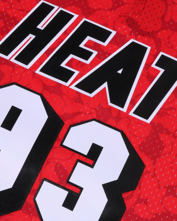 T Shirts Bape X M&N Miami Heat Jersey Rouge Clair Homme | YTV-17216668