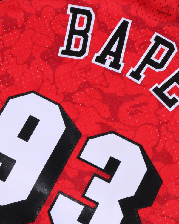 T Shirts Bape X M&N Miami Heat Jersey Rouge Clair Homme | YTV-17216668