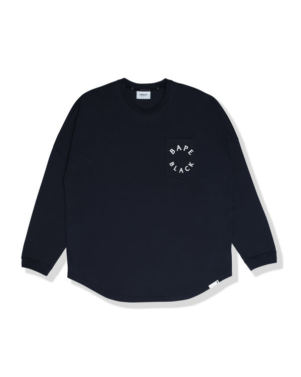 T Shirts Bape Logo print long sleeve Bleu Marine Bleu Homme | WTH-20664120