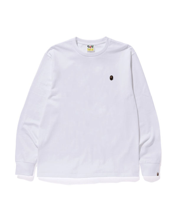 T Shirts Bape Ape Head One Point L/S Blanche Homme | GMC-34493584