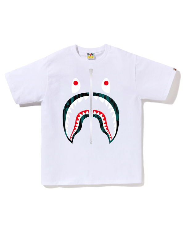 T Shirts Bape Speed Racer Shark Blanche Homme | JFC-75186679