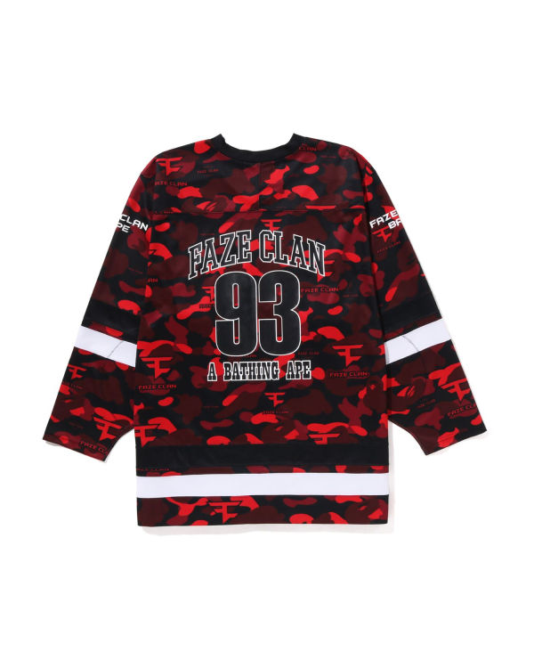 T Shirts Bape X Faze Clan Hockey L/S Rouge Clair Homme | URB-83079830