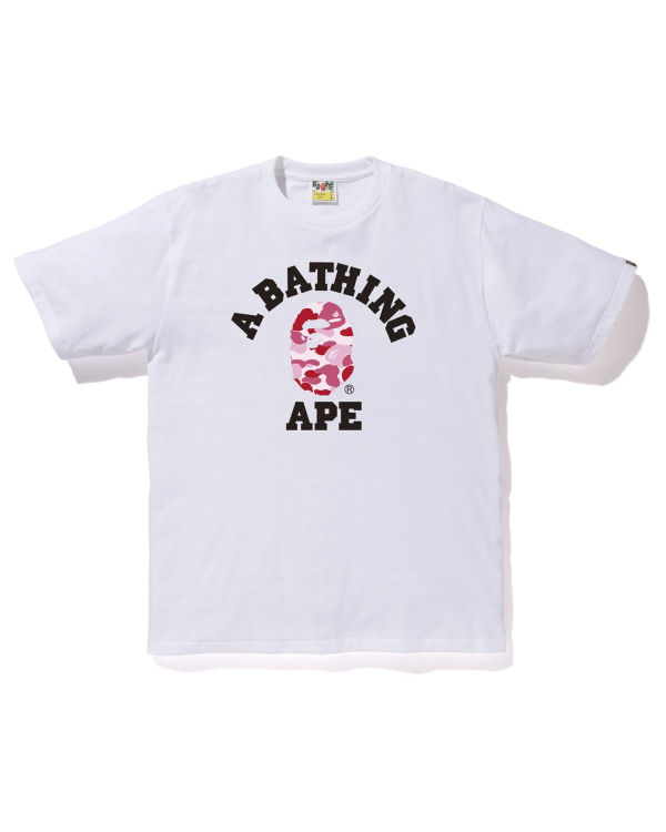 T Shirts Bape ABC Camo College Blanche Homme | EPS-71754493