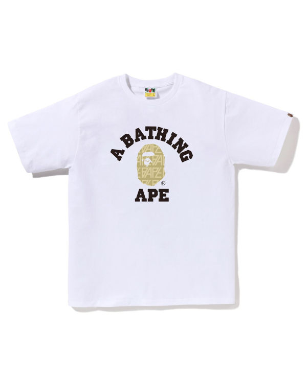 T Shirts Bape Logo Monogram College Blanche Homme | ADH-53071922