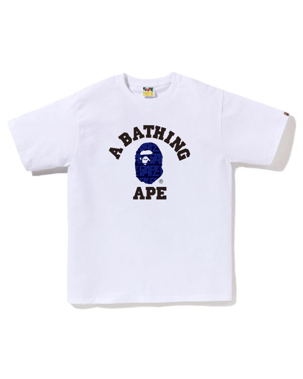 T Shirts Bape Logo Monogram College Blanche Homme | QRS-18585752