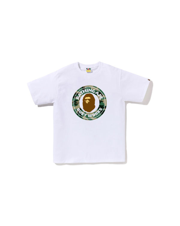 T Shirts Bape Woodland and Camo College Blanche Homme | XKT-70955135