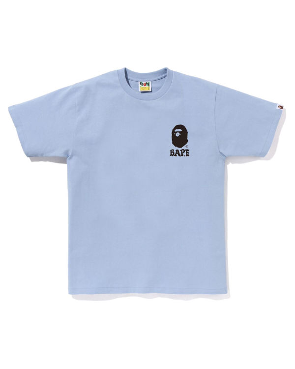 T Shirts Bape Japan Culture Lettered Bleu Homme | KSW-79459403