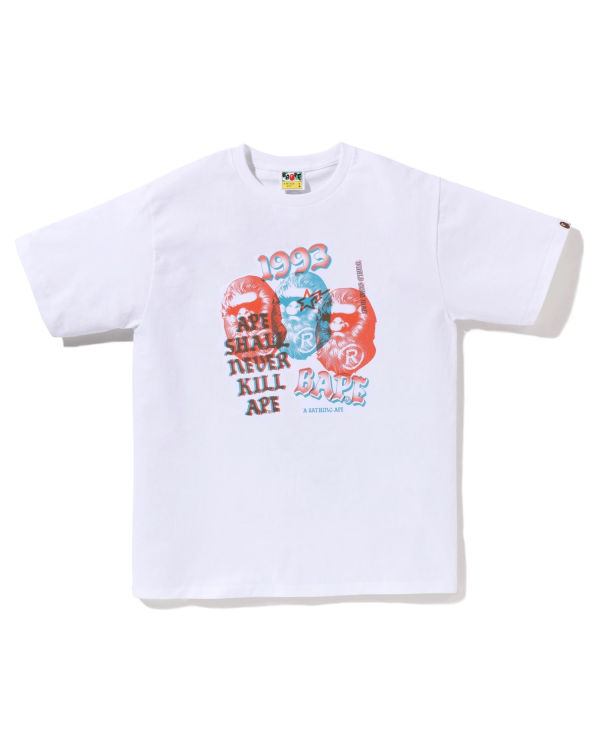 T Shirts Bape Pigment Three Ape Head Blanche Homme | MKC-46035354