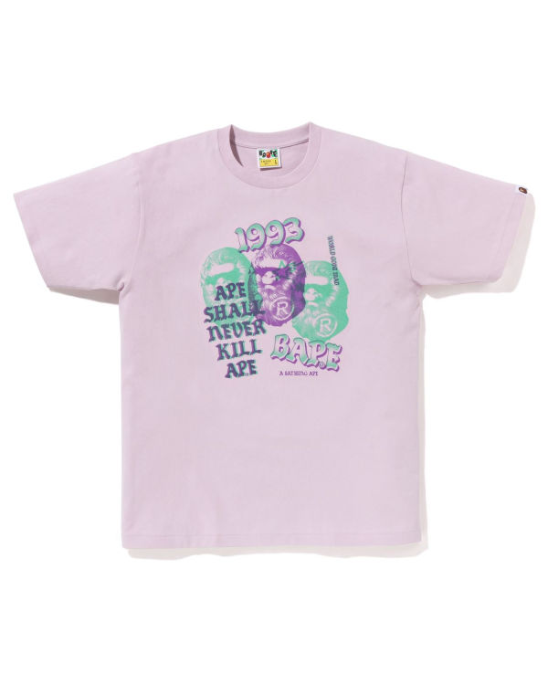 T Shirts Bape Pigment Three Ape Head Violette Homme | IZO-39401859