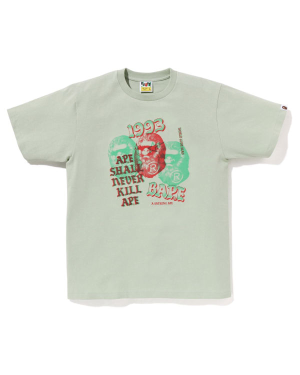 T Shirts Bape Pigment Three Ape Head Vert Homme | FRZ-91219255