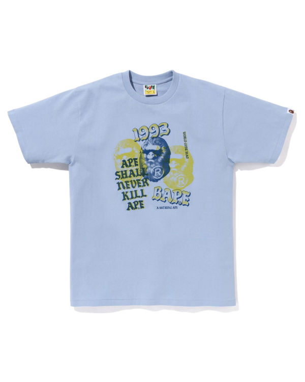 T Shirts Bape Pigment Three Ape Head Bleu Clair Homme | BAQ-18379284