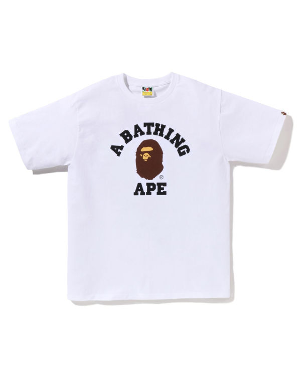 T Shirts Bape Pigment College Blanche Homme | LQW-60843265